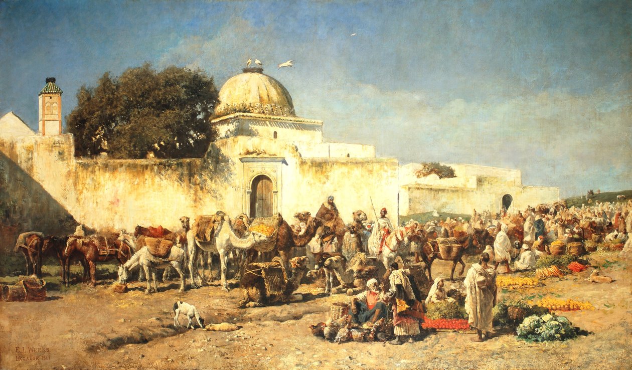 Escena de mercado en Mogador, 1881 de Edwin Lord Weeks