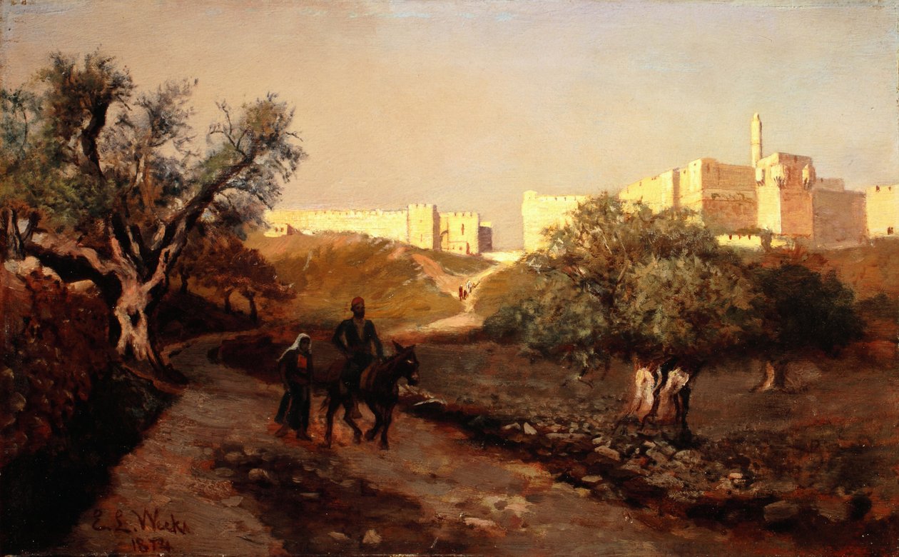 Las murallas de Jerusalén, 1874 de Edwin Lord Weeks
