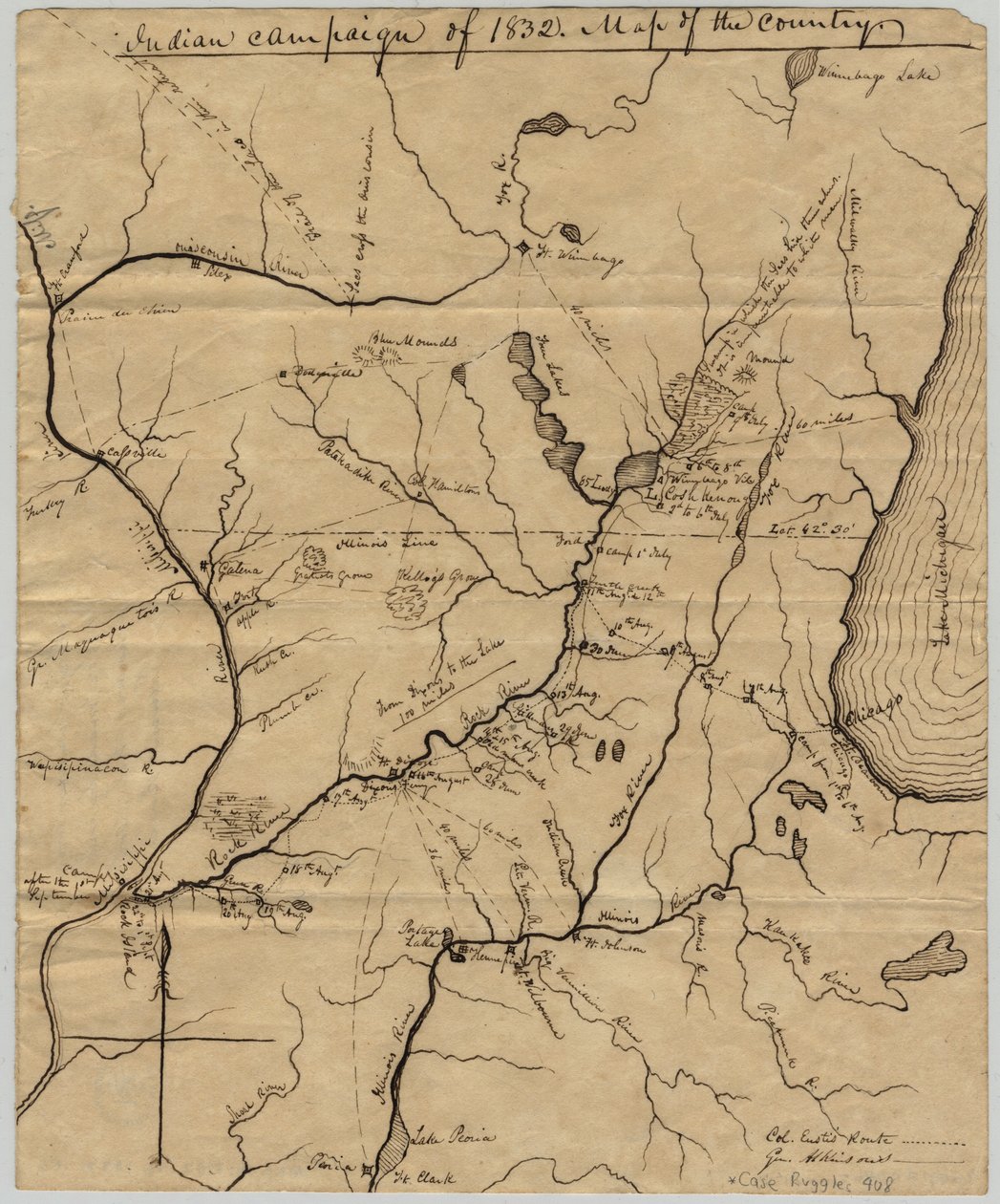 Campaña india de 1832: Mapa del país, 1832 de Edwin Rose