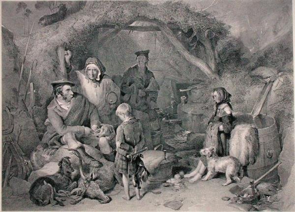 La destilería de whisky de las Tierras Altas, grabado por Robert Graves, publicado en 1876 (grabado) de Edwin (after) Landseer