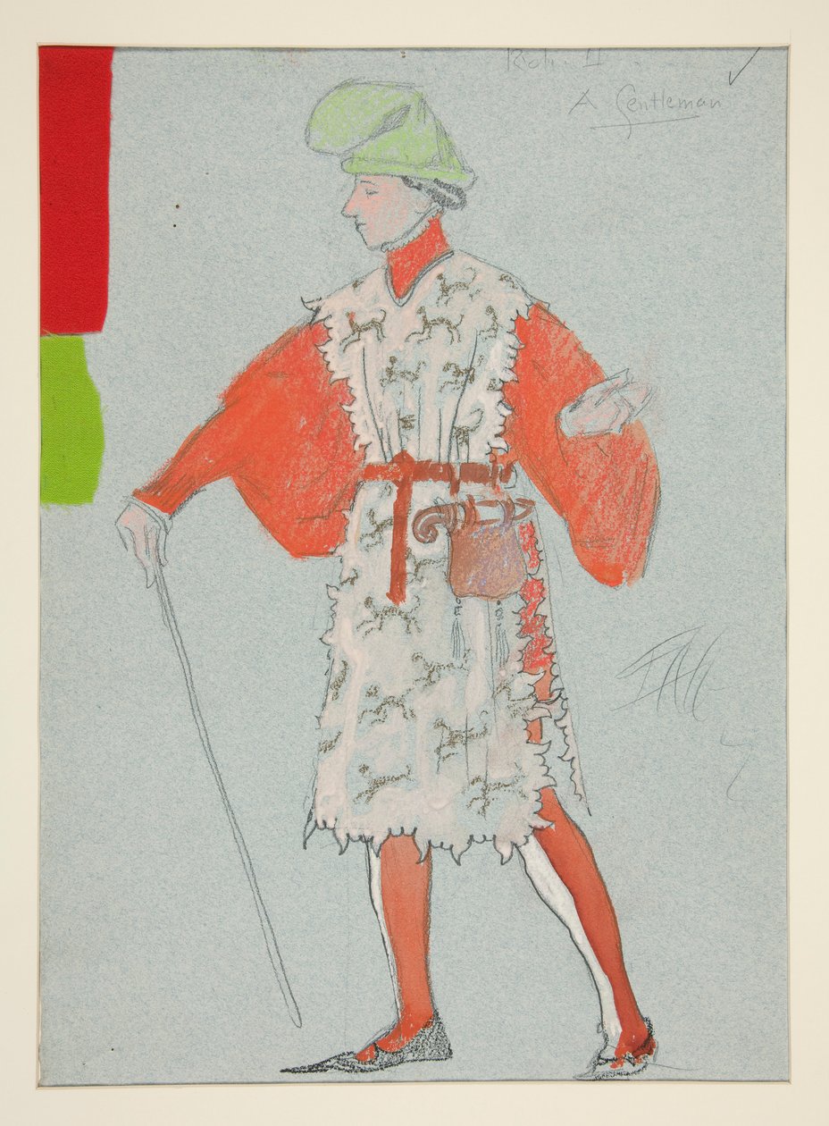 Un caballero, boceto de vestuario para Henry Irving de Edwin Austin Abbey