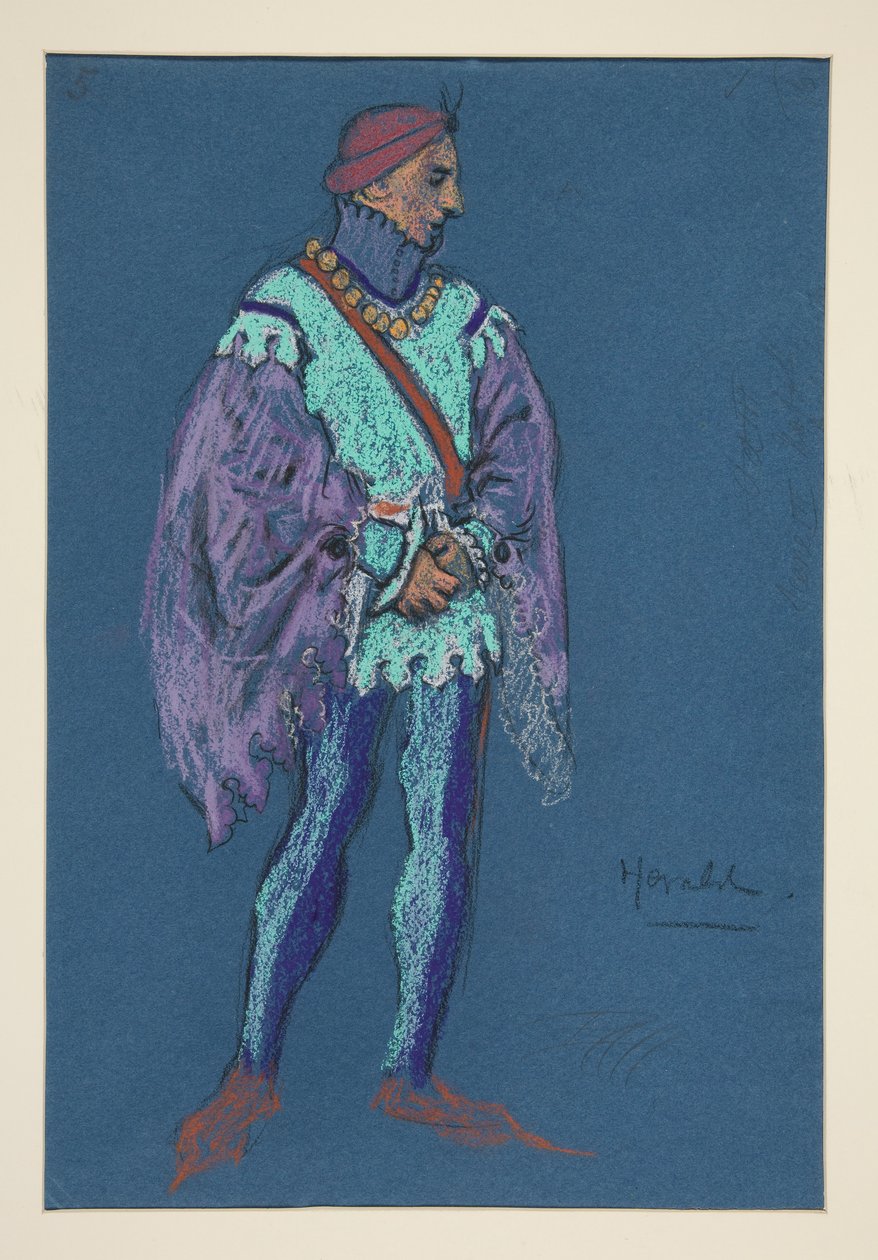 A Herald, boceto de vestuario para Henry Irving de Edwin Austin Abbey