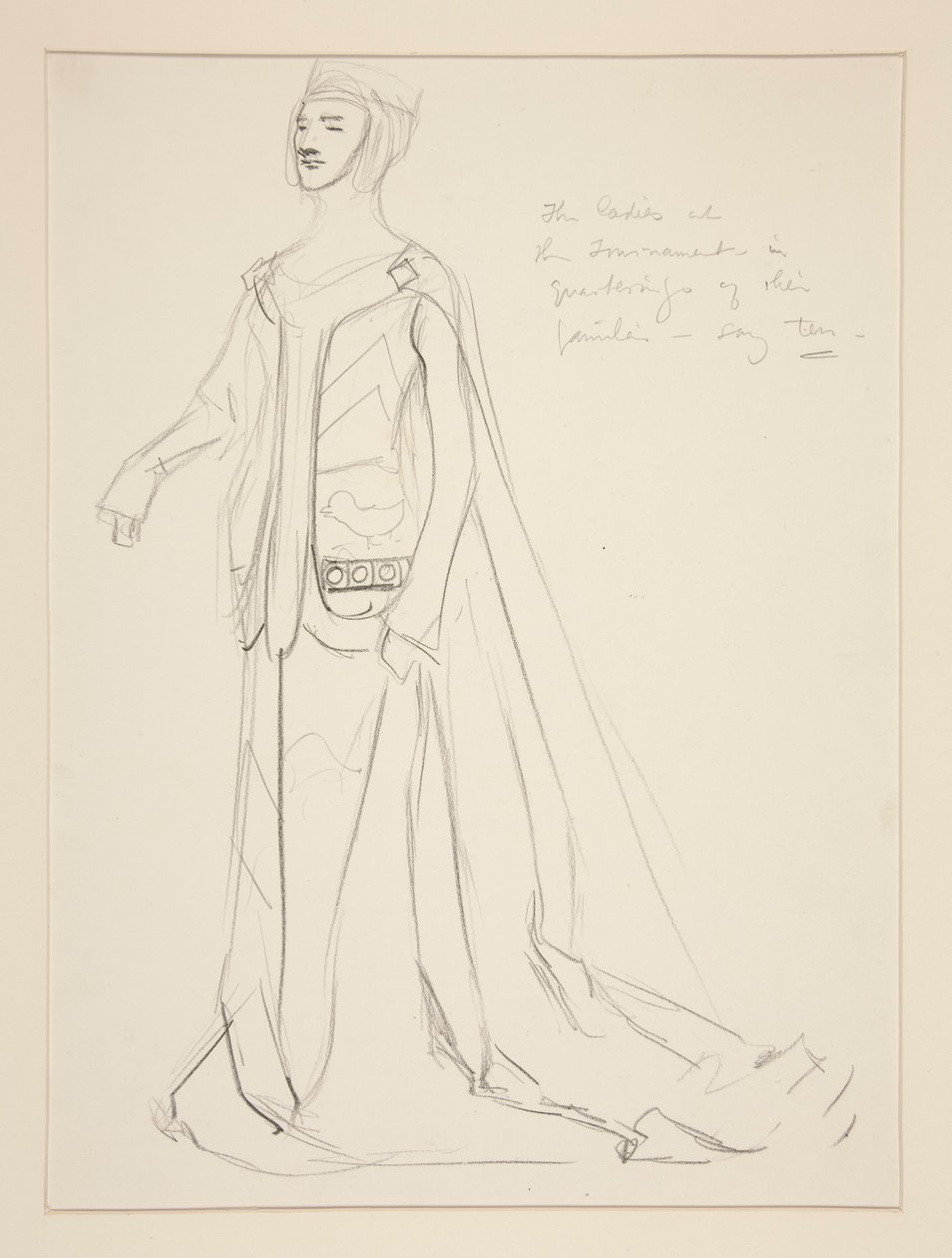 Una dama, boceto de vestuario para Henry Irving de Edwin Austin Abbey