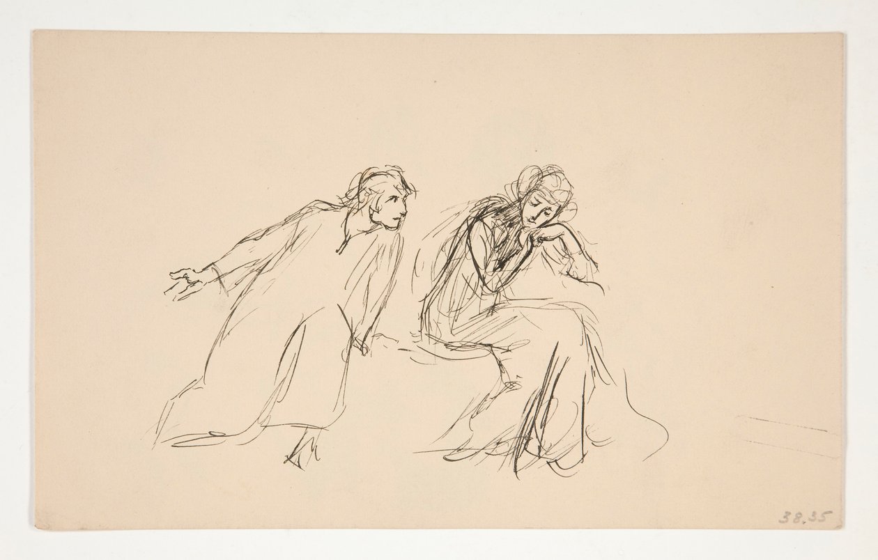 Angelo e Isabella (estudio para .1104) - Acto II, Escena IV, Medida por medida de Edwin Austin Abbey