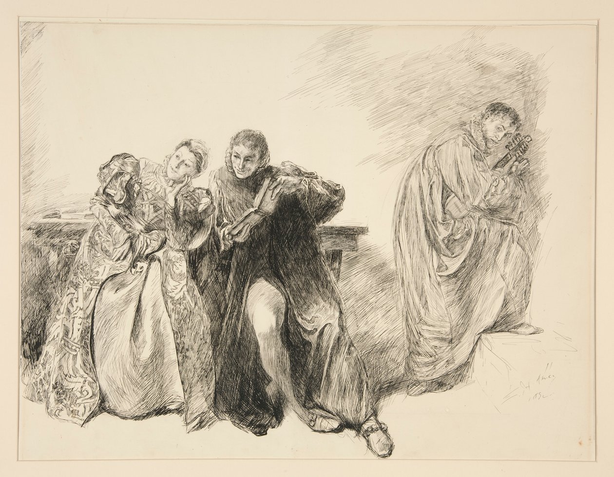 Bianca y Lucentio, del Acto III, Escena i, La fierecilla domada de Edwin Austin Abbey