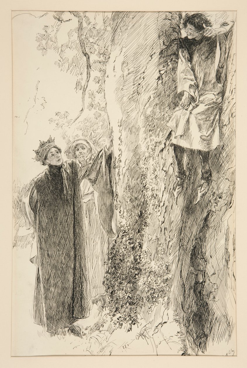 Biron y el Rey, del Acto IV, Escena III, Amor de Edwin Austin Abbey
