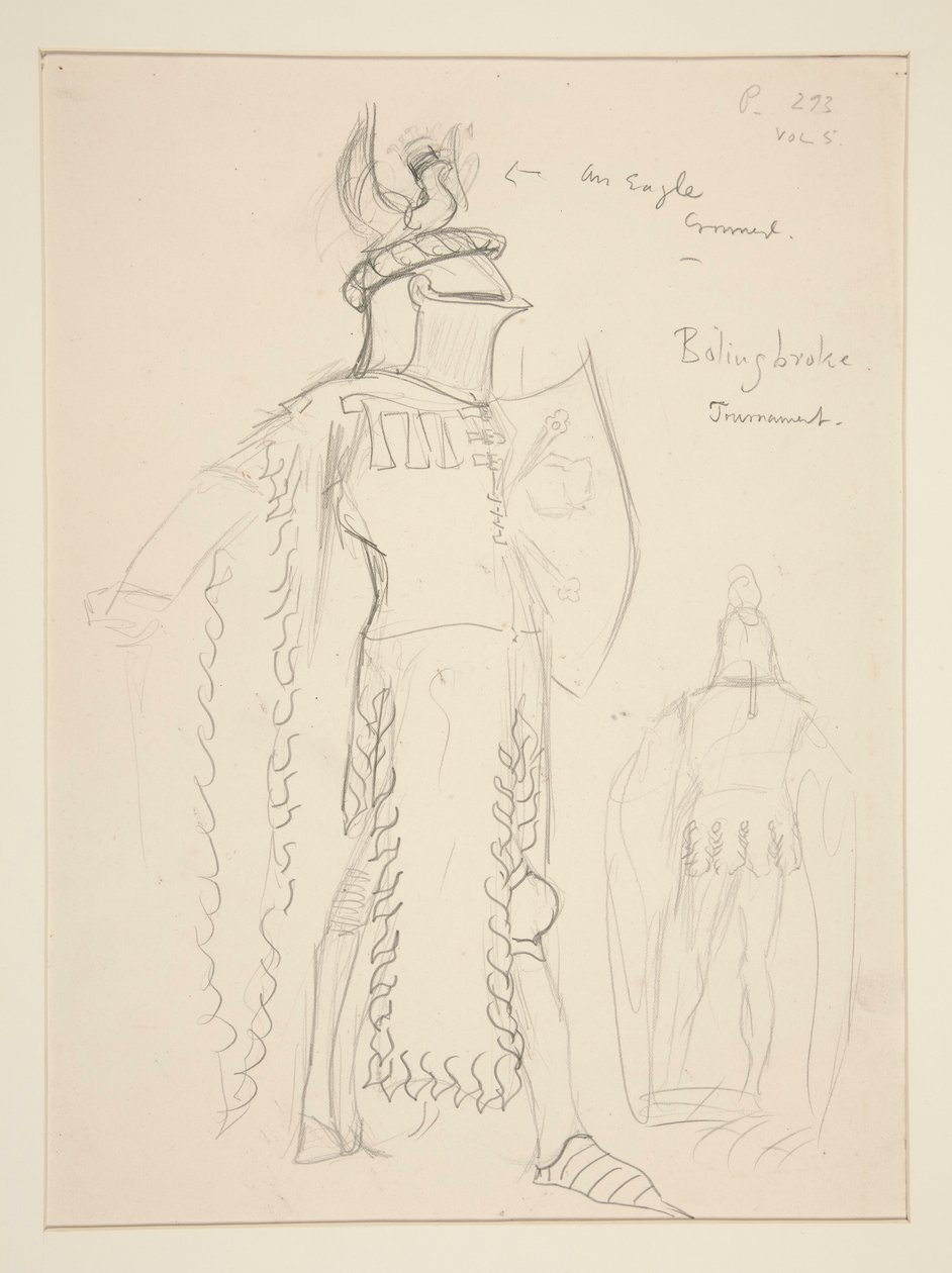 Bolingbroke (escena del torneo), boceto de vestuario para Henry Irving de Edwin Austin Abbey