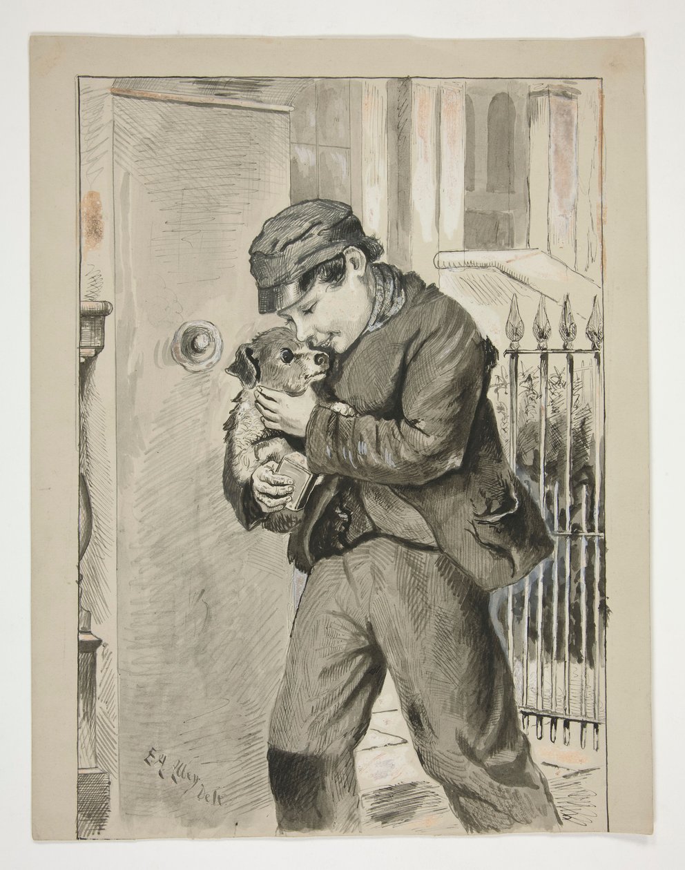 niño, con, perrito de Edwin Austin Abbey