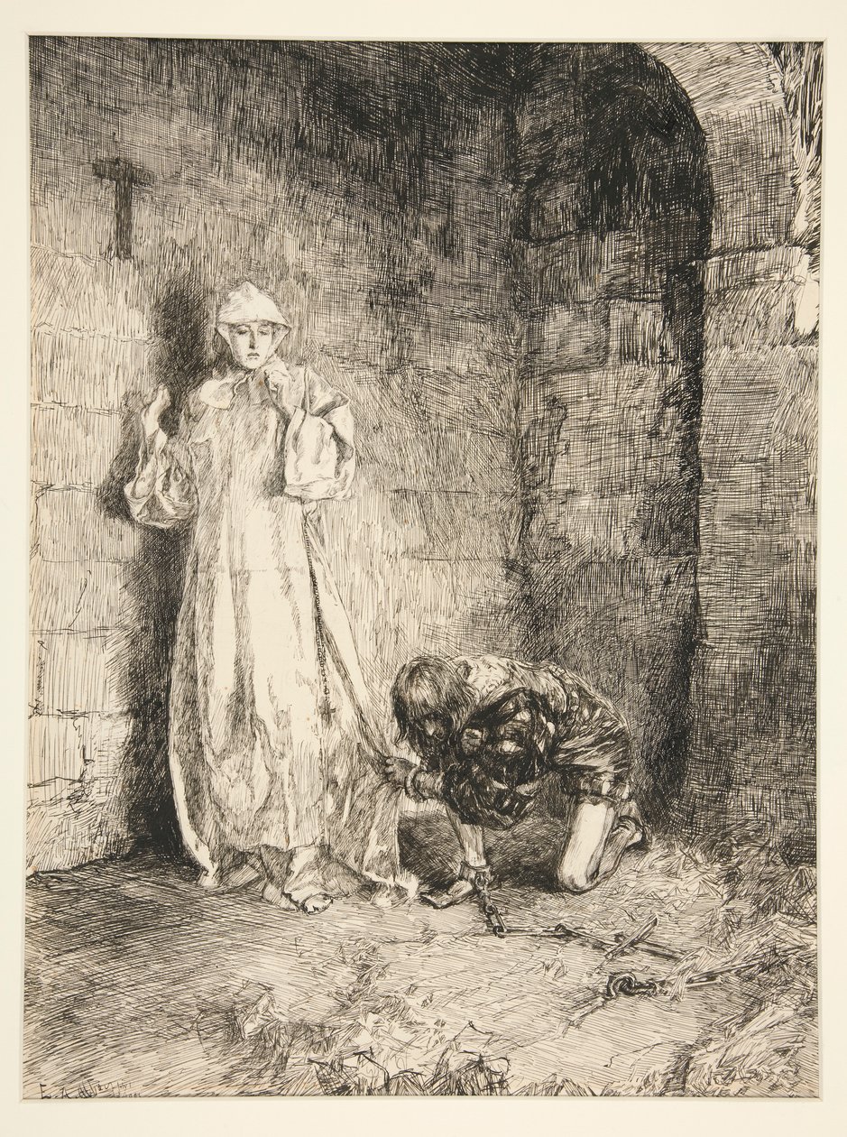 Claudio e Isabella - Acto III, Escena I, Medida por Medida de Edwin Austin Abbey