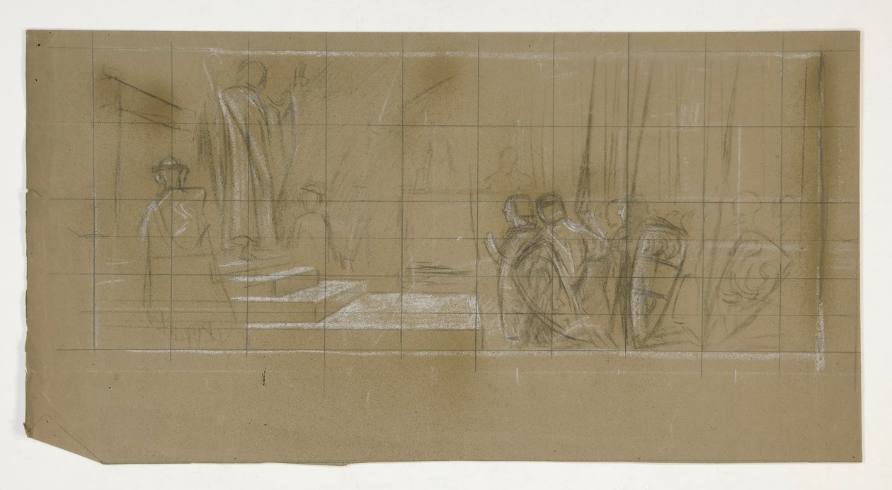 Estudio de composición para The Departure, de The Quest of the Holy Grail (una serie de quince pinturas para la Biblioteca Pública de Boston, completada en 1901) de Edwin Austin Abbey