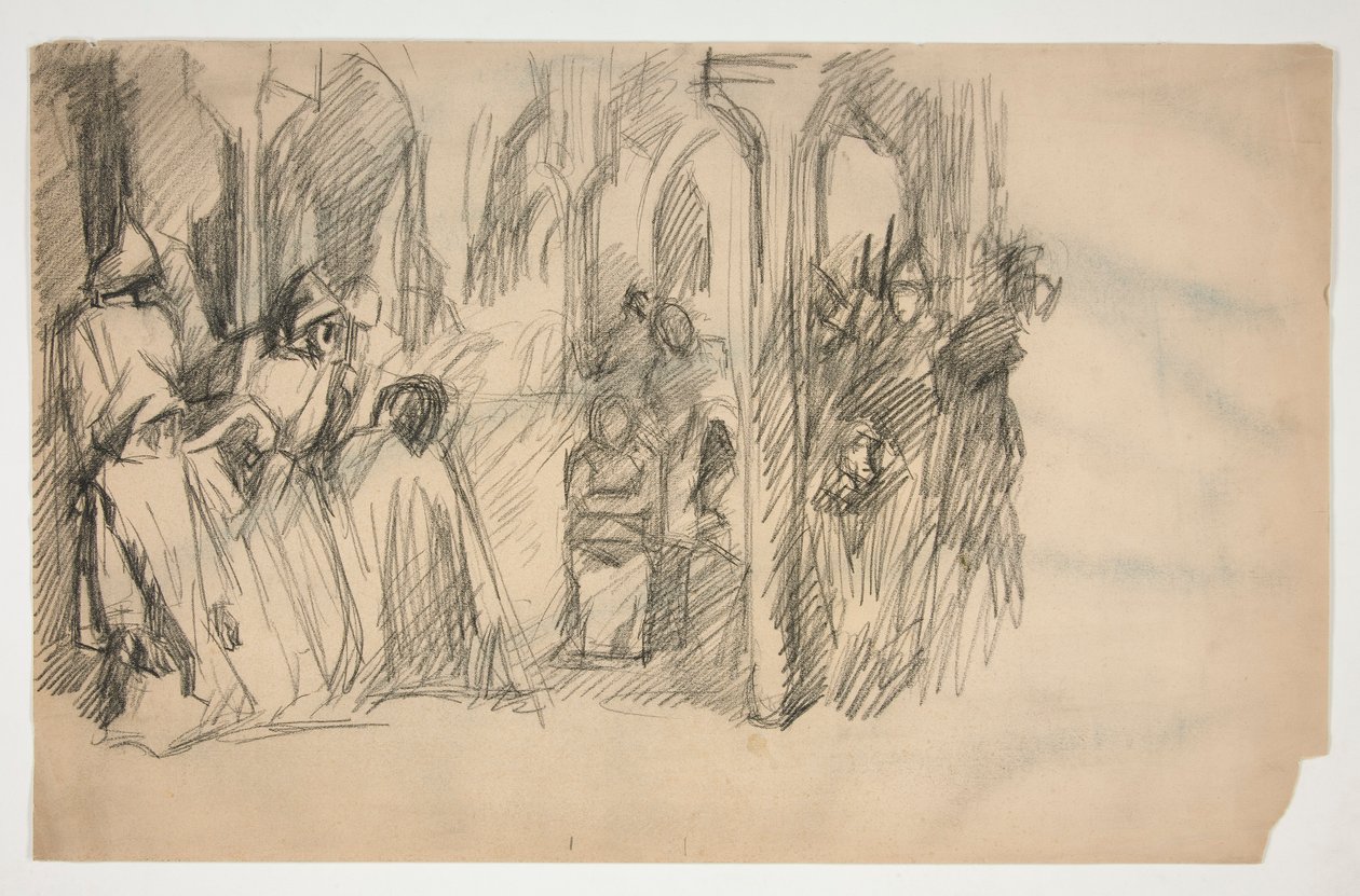 Estudio de composición para la serie de murales The Quest of the Holy Grail en la Biblioteca Pública de Boston de Edwin Austin Abbey