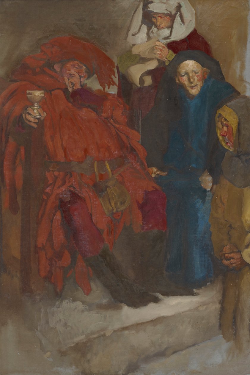 Estudio compositivo, posiblemente para Las alegres comadres de Windsor de Edwin Austin Abbey