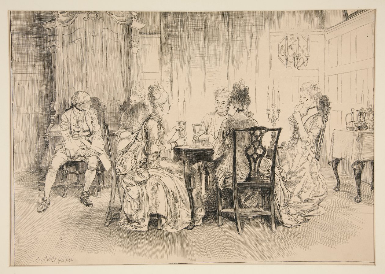 Escena de comedor - ilustración para Austin Dobson de Edwin Austin Abbey