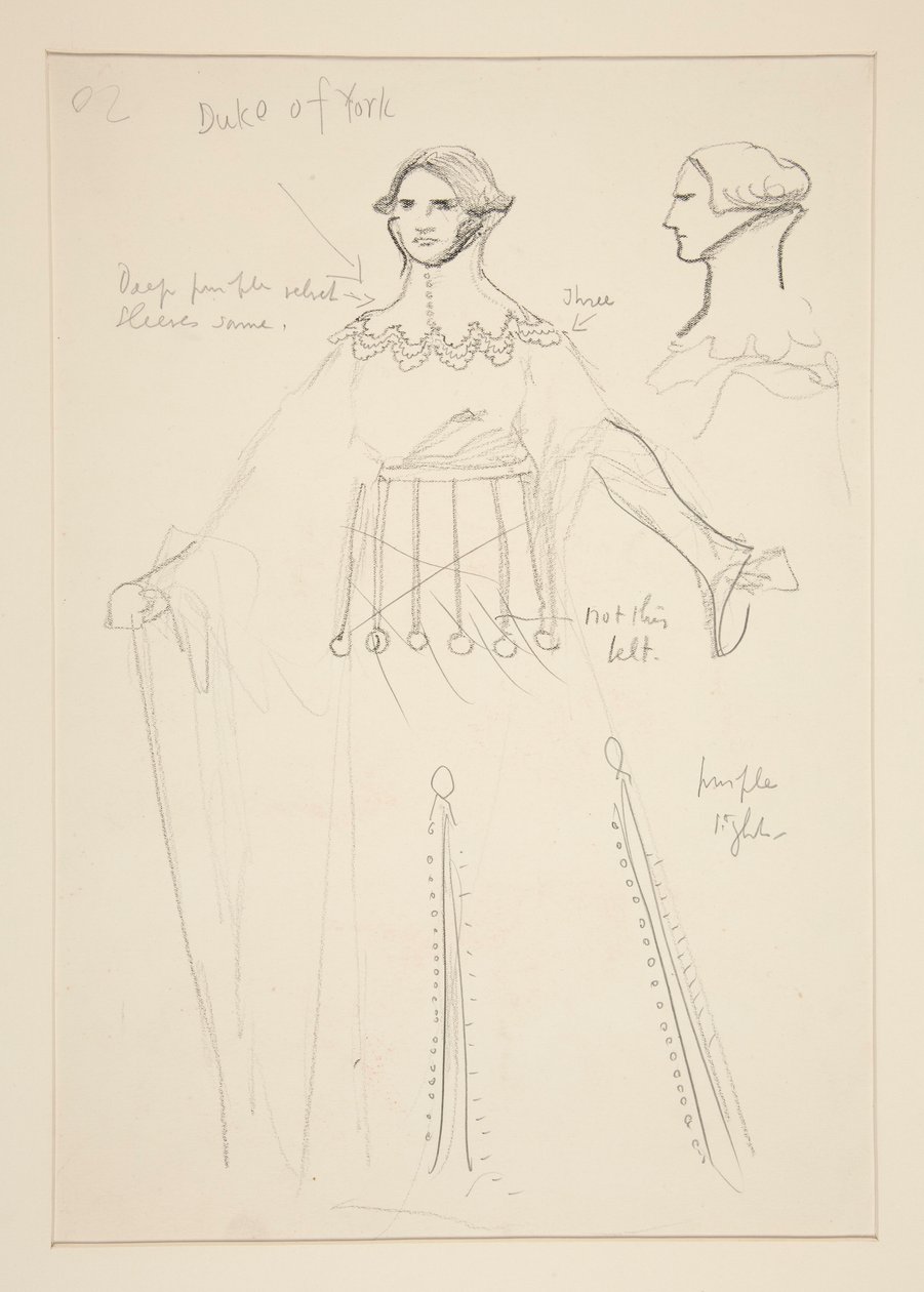 Duque de York, boceto de vestuario para Henry Irving de Edwin Austin Abbey