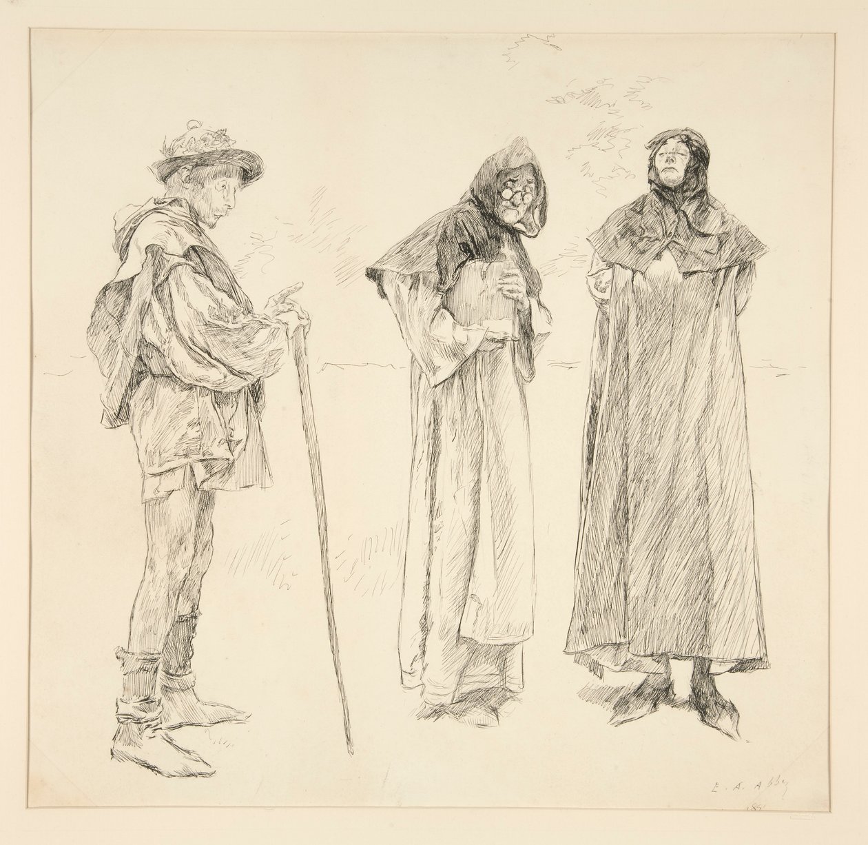 Dull, Sir Nathaniel, Holofernes, del Acto IV, Escena ii, Amor de Edwin Austin Abbey