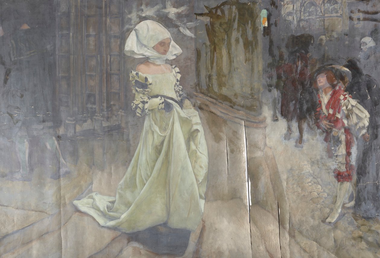 Estudio de figuras, posiblemente para Margaret y Faust de Edwin Austin Abbey