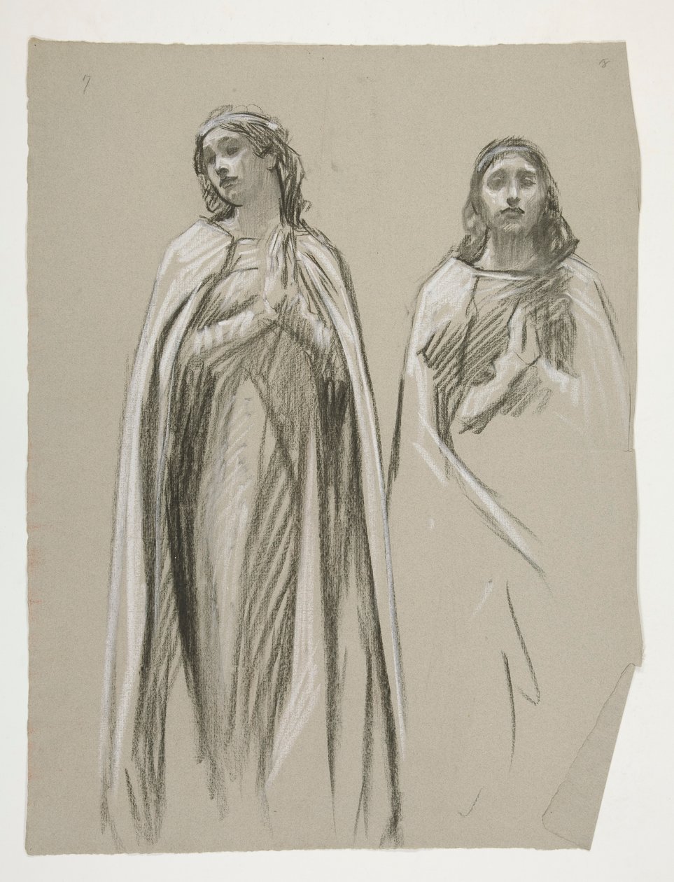 Estudios de figuras para The Golden Tree (?), de The Quest of the Holy Grail (una serie de quince pinturas para la Biblioteca Pública de Boston, completada en 1901) de Edwin Austin Abbey