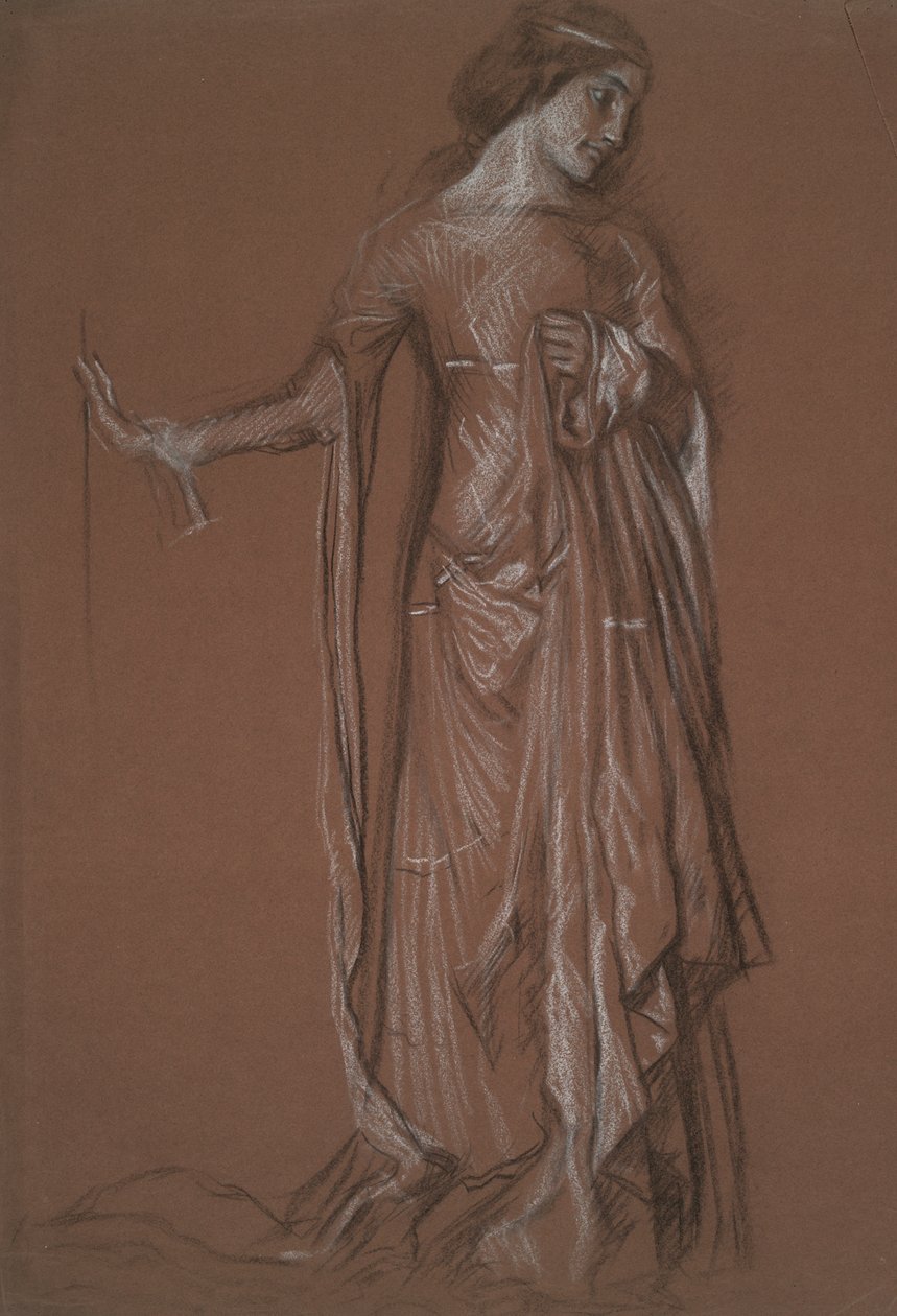 Estudio de figuras. Carboncillo y tiza sobre papel rojo. de Edwin Austin Abbey