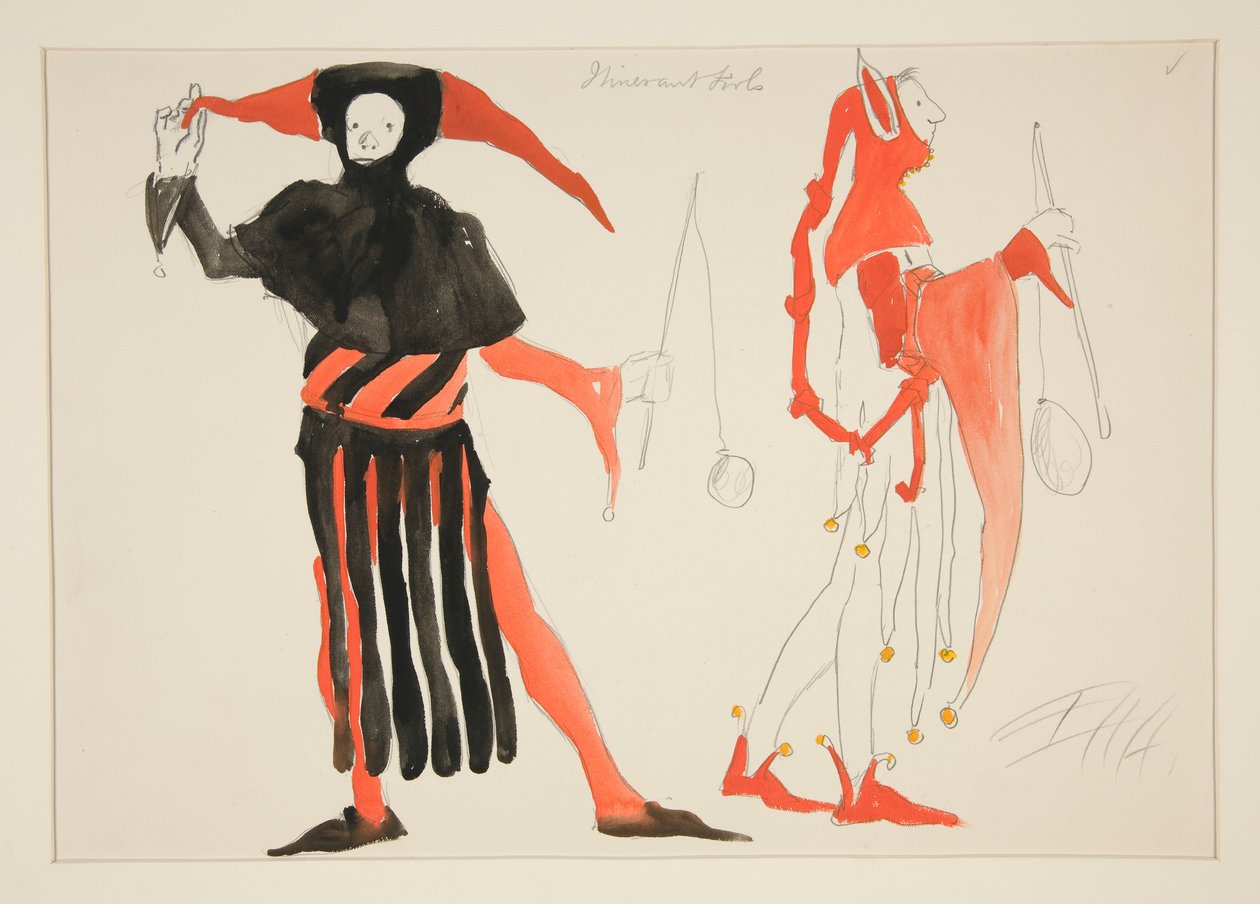 Tontas, boceto de disfraces para Henry Irving de Edwin Austin Abbey