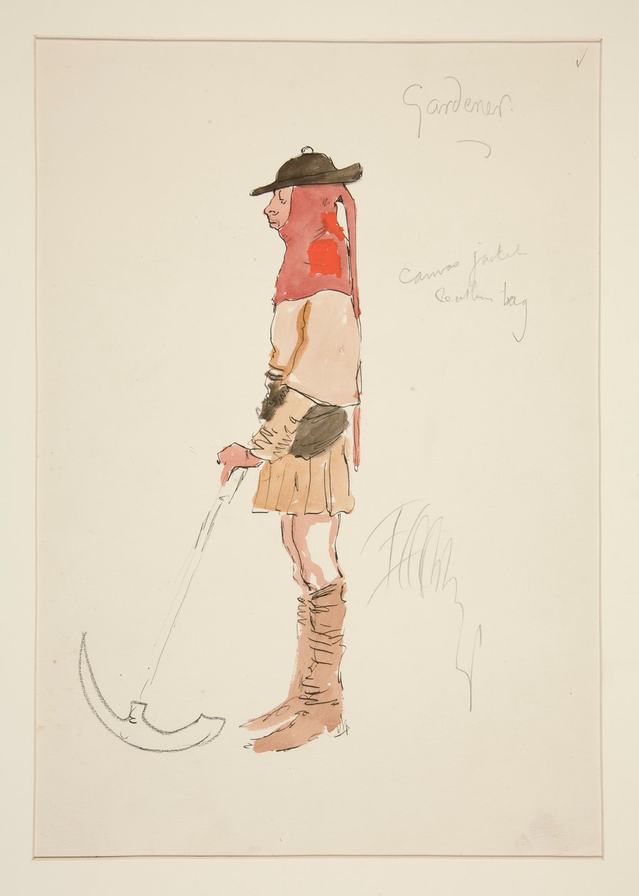 Jardinero, boceto de vestuario para Henry Irving de Edwin Austin Abbey
