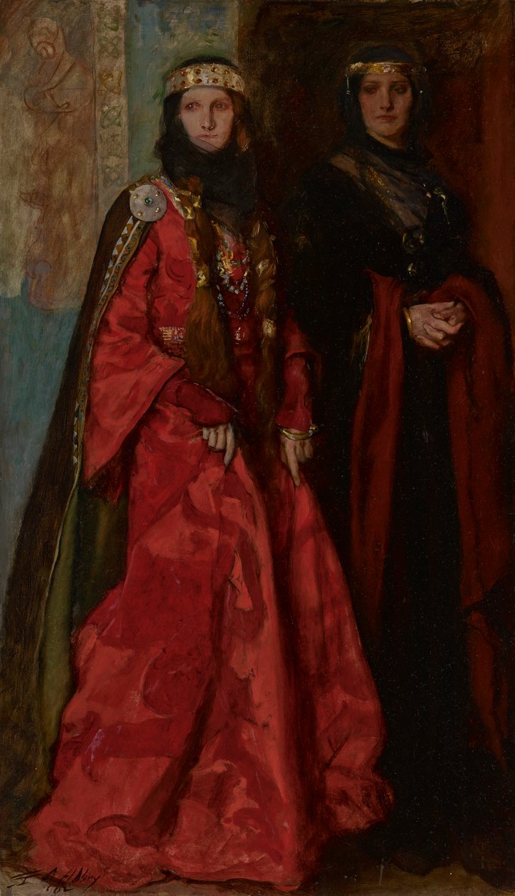 Goneril y Regan, El rey Lear, Acto I, Escena I de Edwin Austin Abbey