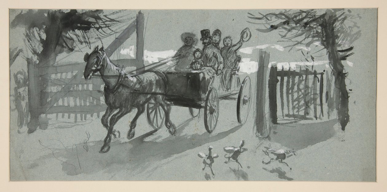 Grupo de personas en un carro abierto - (ilustración no identificada) de Edwin Austin Abbey
