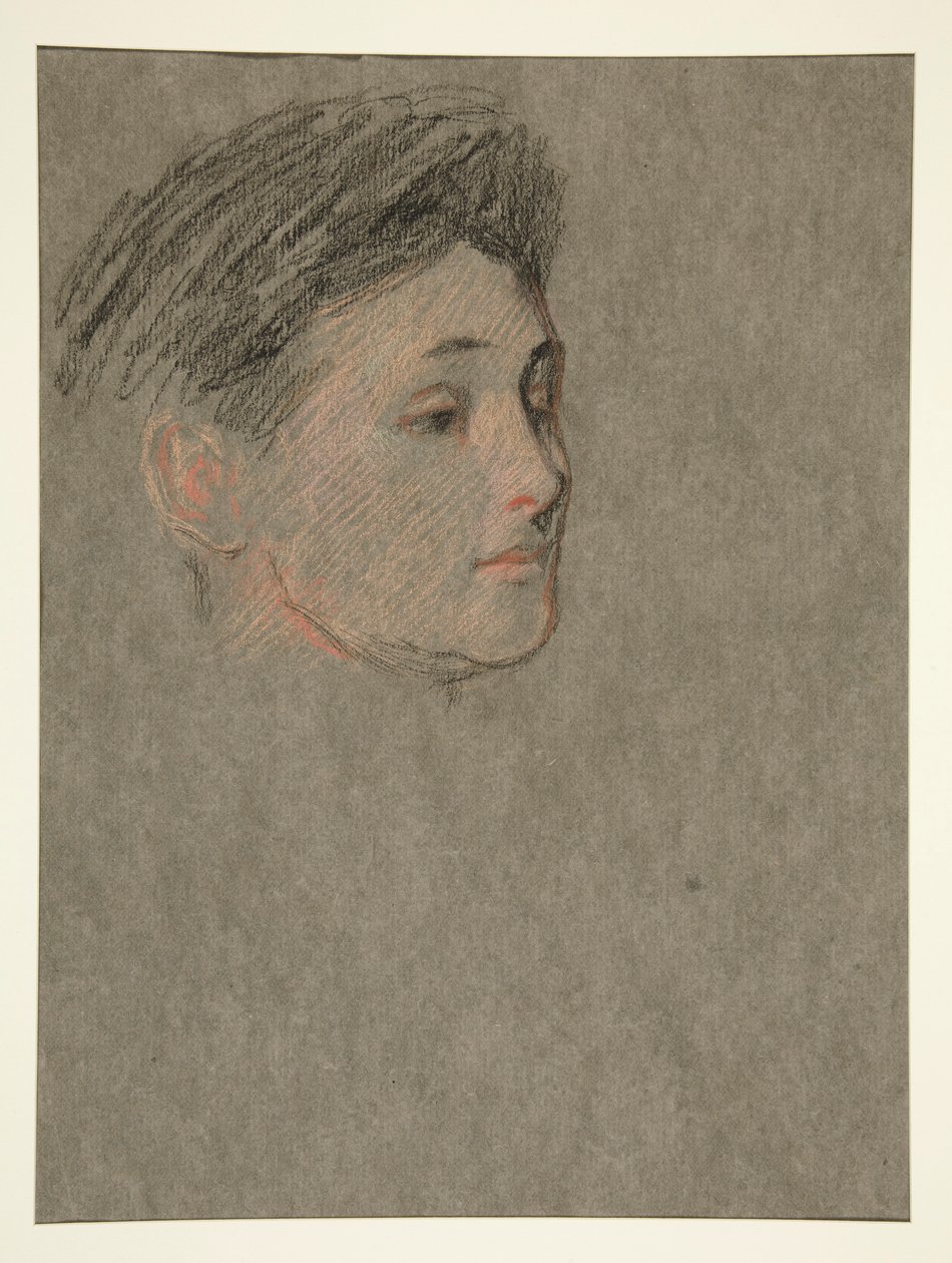 Cabeza de mujer, cabello negro, para Coronación de Edw. VII de Edwin Austin Abbey