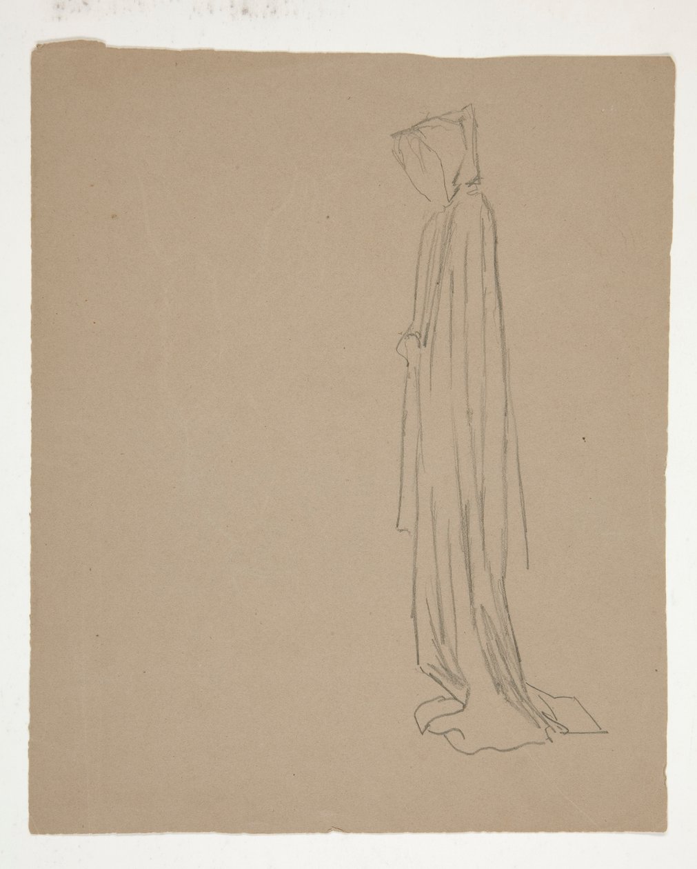 figura encapuchada (anverso); estudio de una figura masculina (verso) de Edwin Austin Abbey
