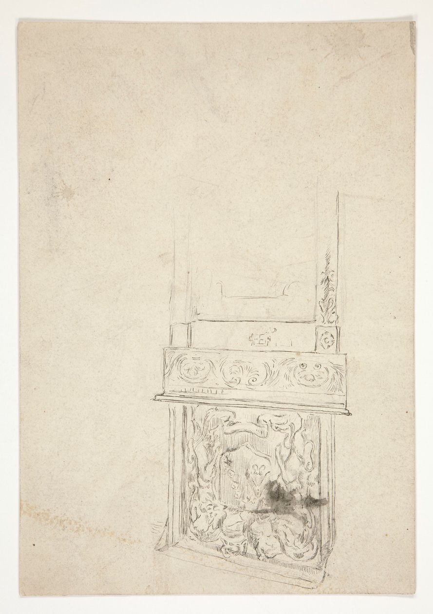 Estudio interior de pieza de chimenea de Edwin Austin Abbey