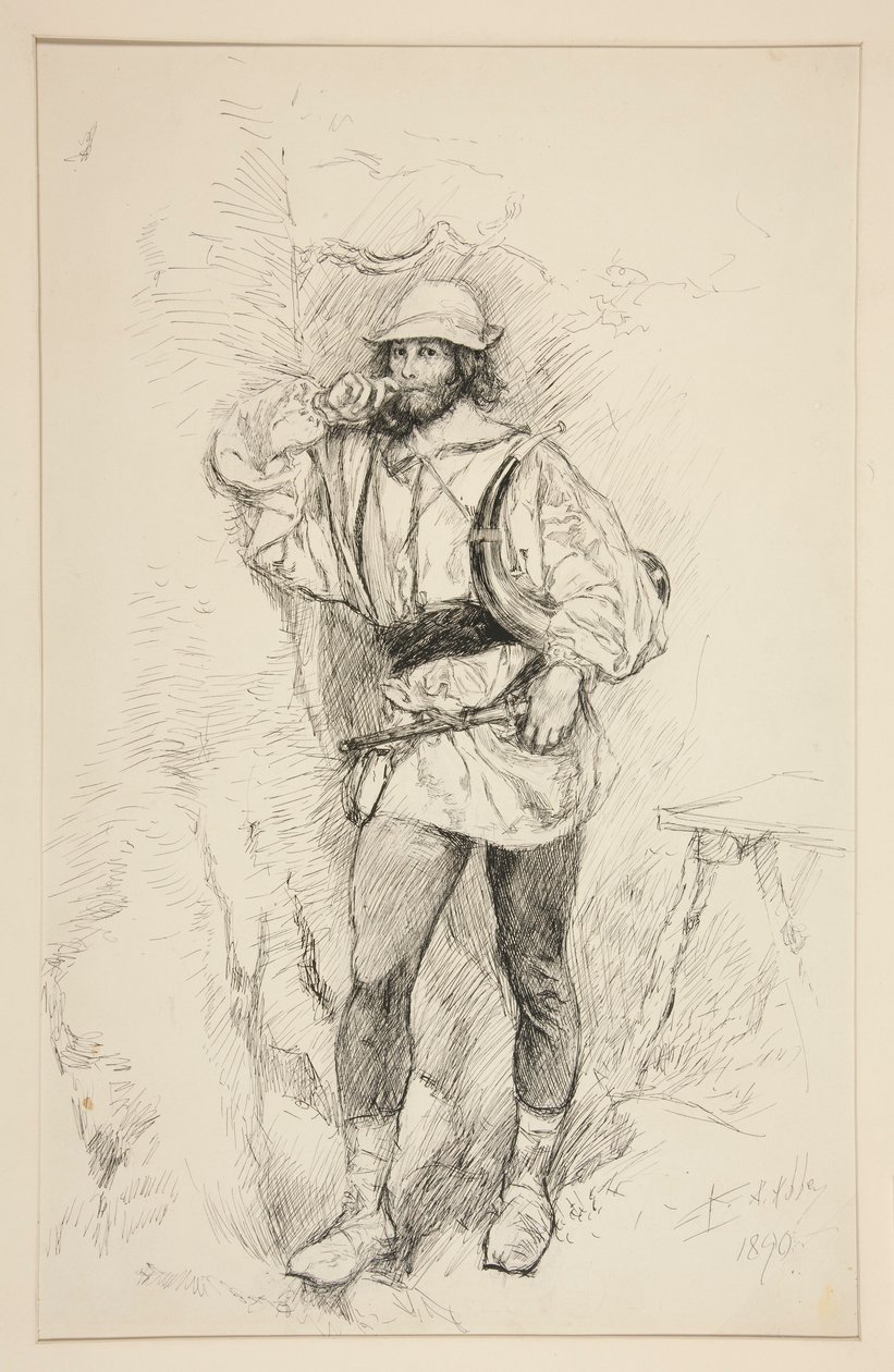 Jacques, ilustración para el Acto II, Escena V, Como gustéis de Edwin Austin Abbey