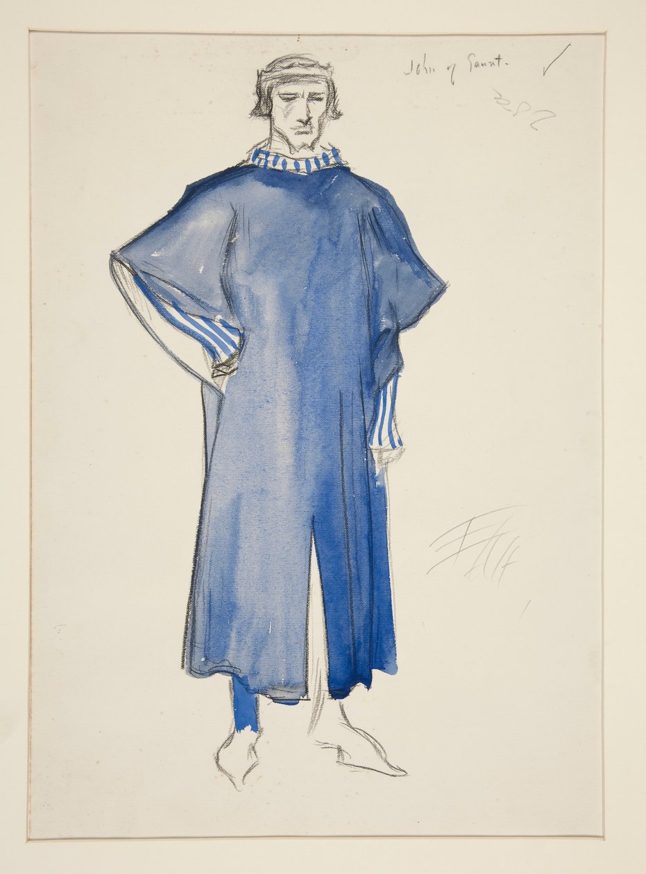 John of Gaunt, boceto de vestuario para Henry Irving de Edwin Austin Abbey