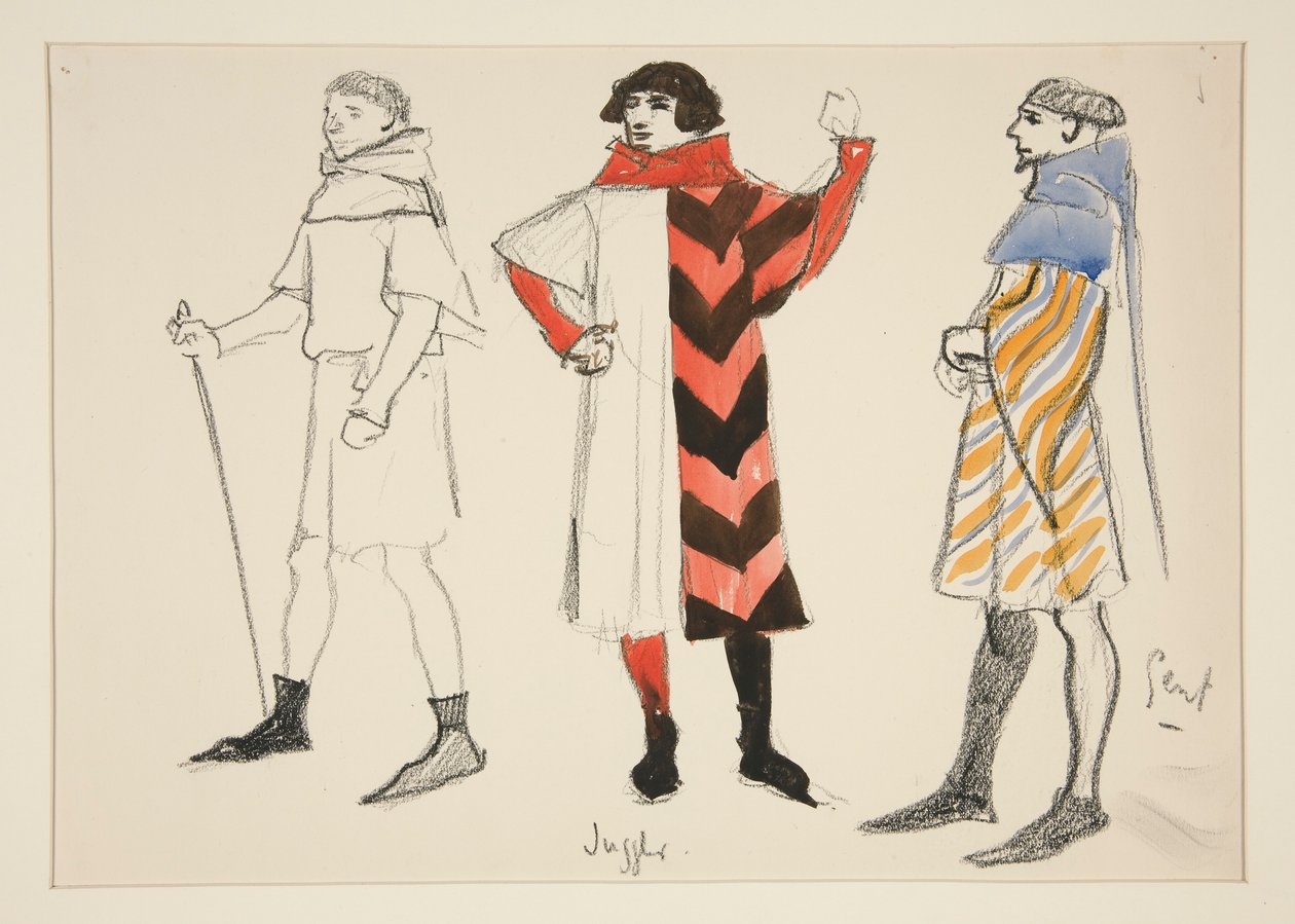 Malabarista y Gent, boceto de vestuario para Henry Irving de Edwin Austin Abbey