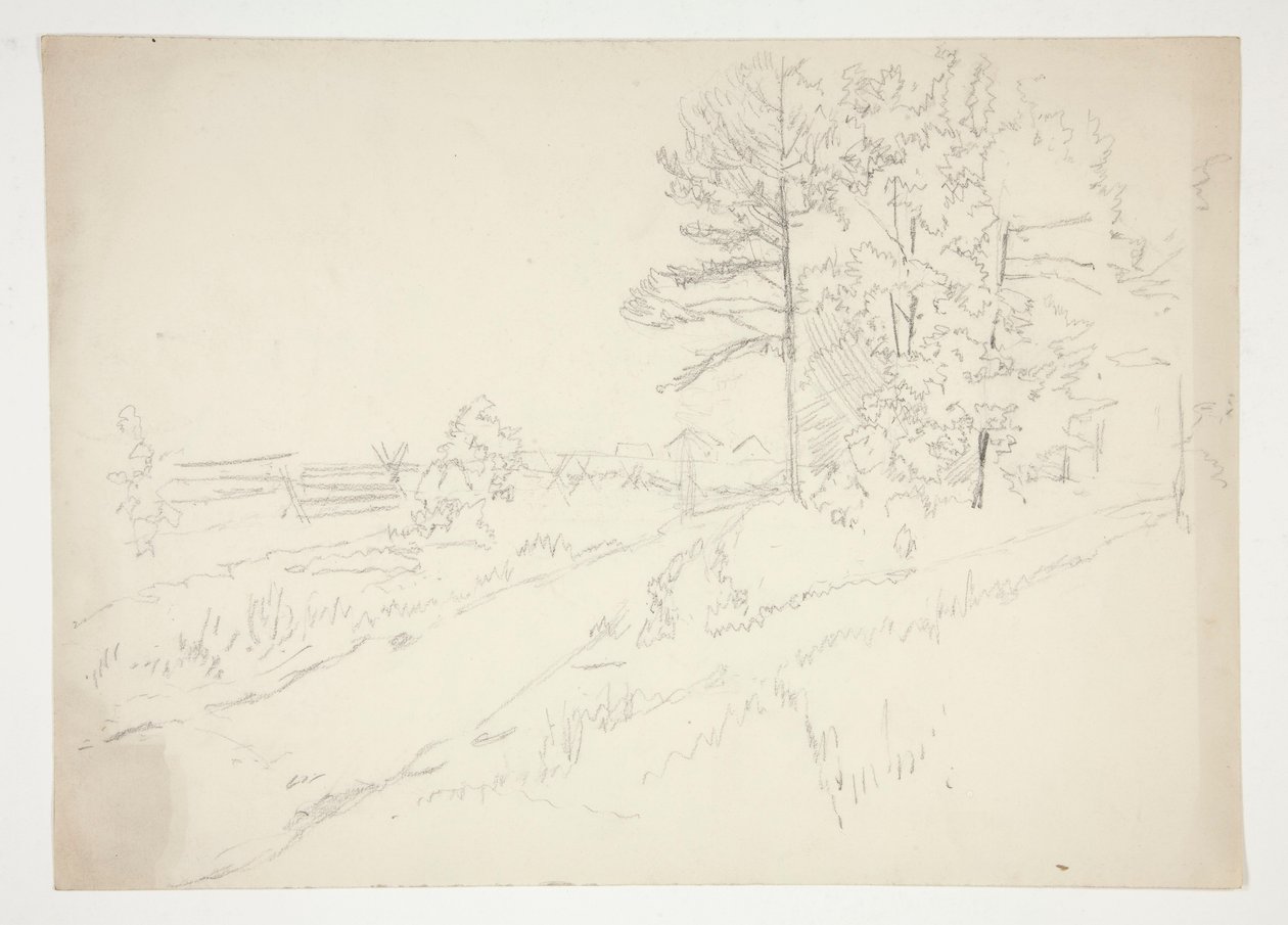 Paisaje con camino que atraviesa de Edwin Austin Abbey
