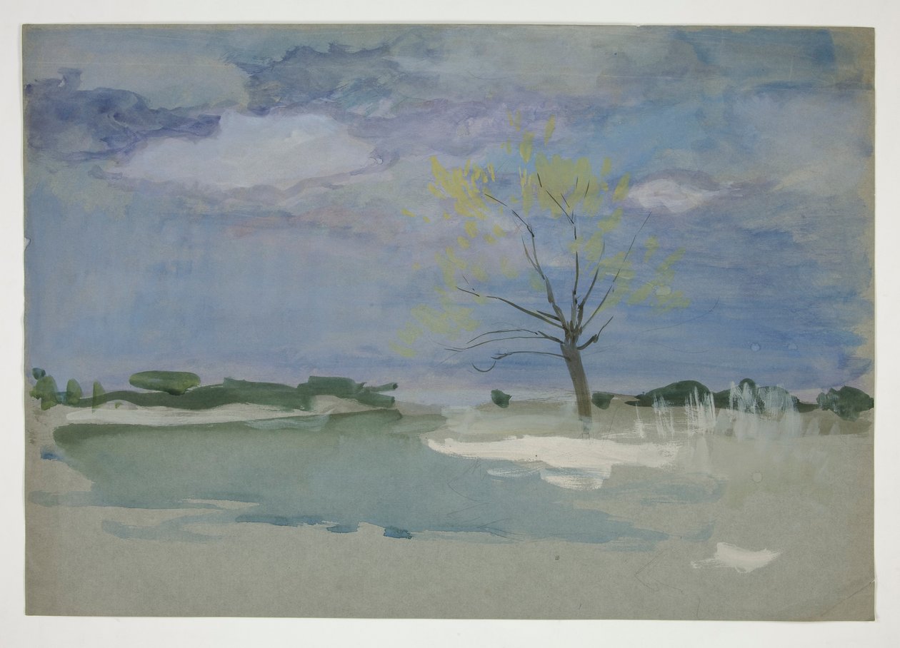 paisaje con arbol de Edwin Austin Abbey