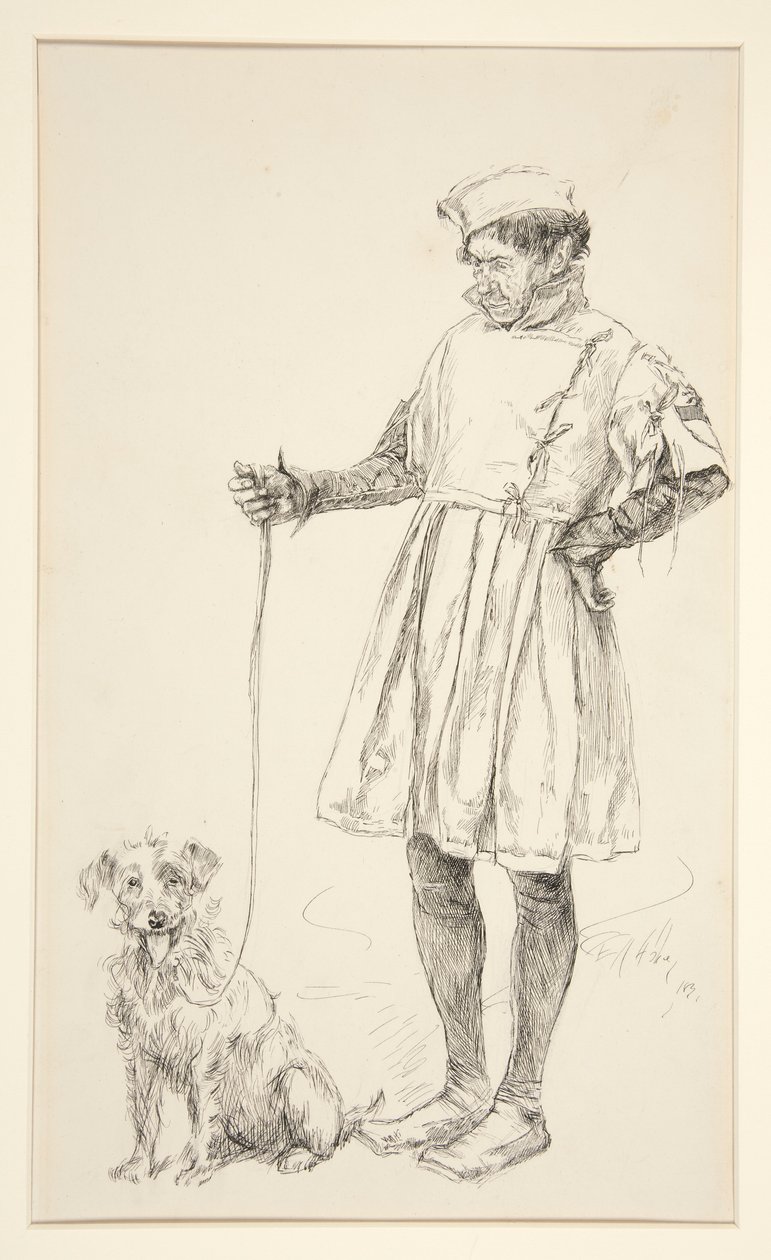Lance y su perro, del Acto IV, Escena IV, Dos caballeros de Verona de Edwin Austin Abbey