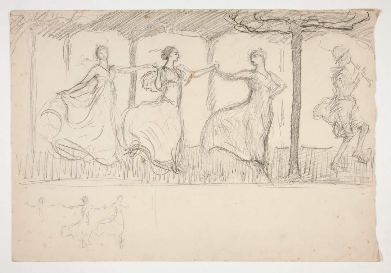 Línea de mujeres bailando - (ilustración no identificada) de Edwin Austin Abbey