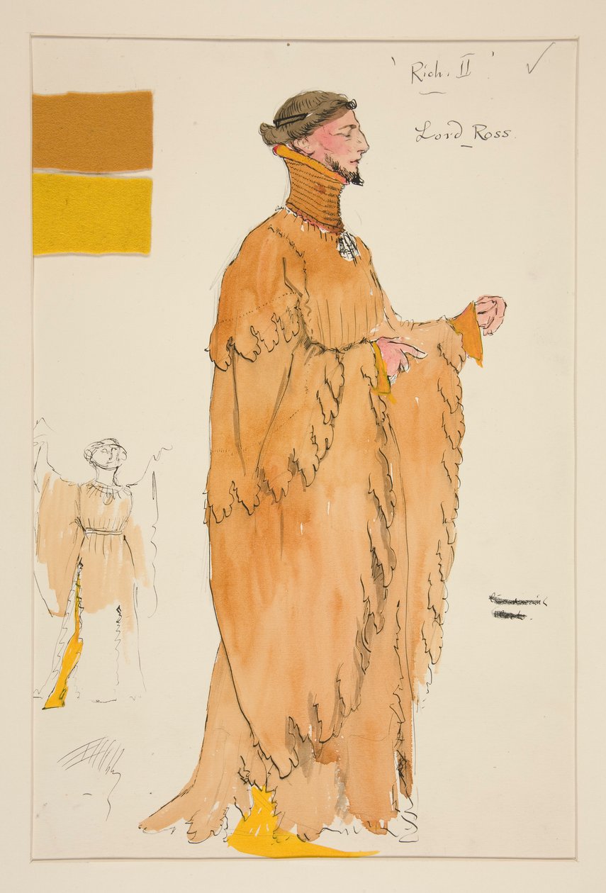 Lord Ross, boceto de vestuario para Henry Irving de Edwin Austin Abbey