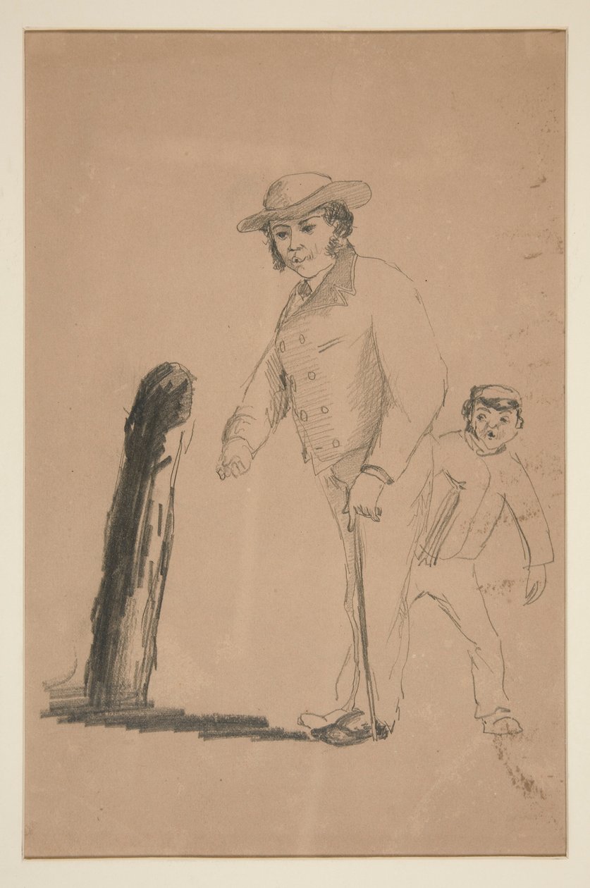 hombre y niño (anverso); Cabezas y figuras de chinos (verso) de Edwin Austin Abbey