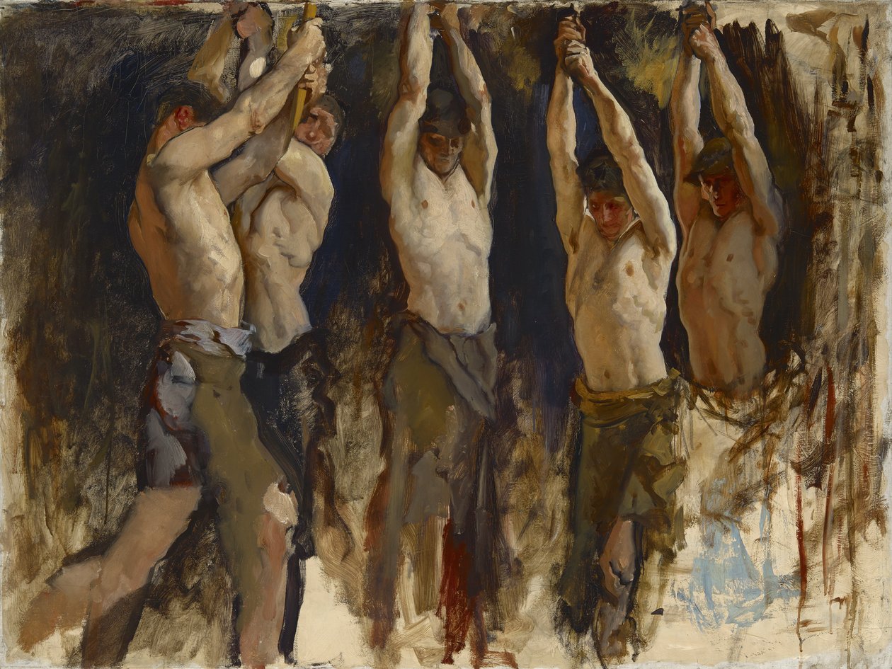 Hombres en un Yunque, estudio para El Espíritu de Vulcano de Edwin Austin Abbey