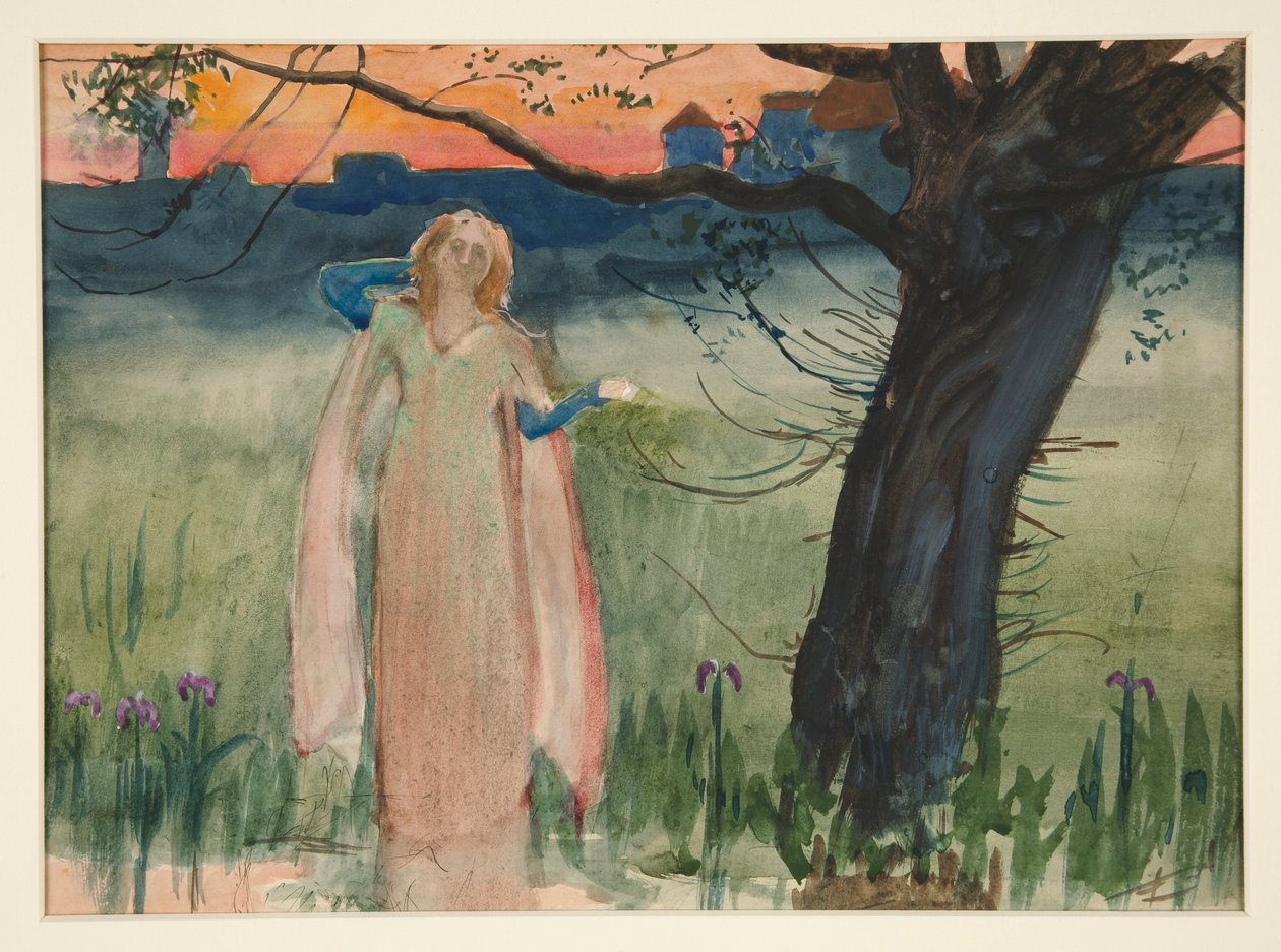 Ofelia junto al arroyo - Acto IV, Escena VII, Hamlet de Edwin Austin Abbey