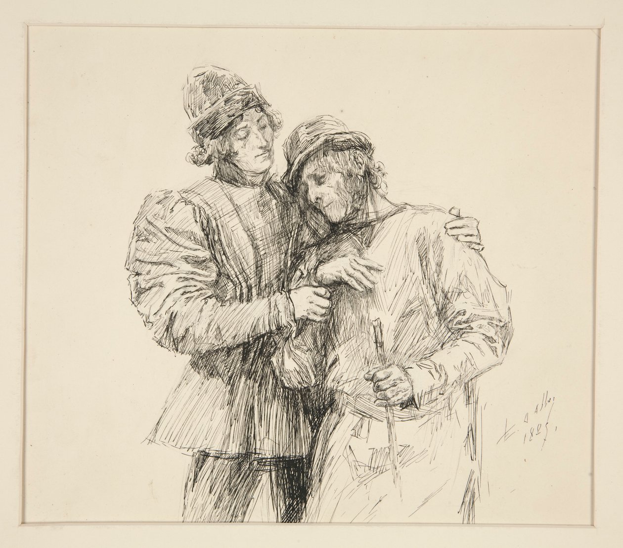 Orlando y Adam, ilustración del Acto II, Escena IV, Como gustéis de Edwin Austin Abbey