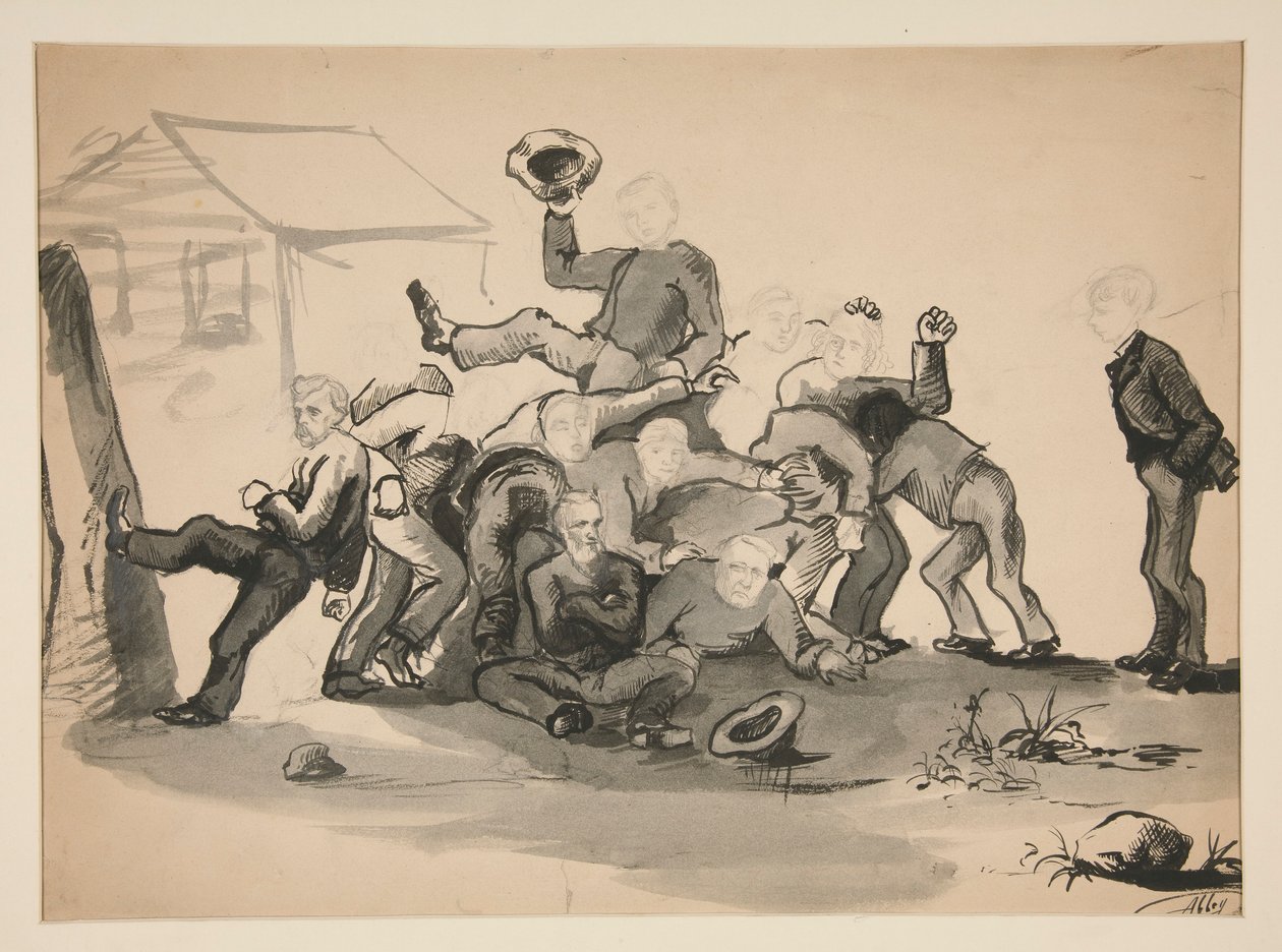 Montón de hombres: caricatura de de Edwin Austin Abbey