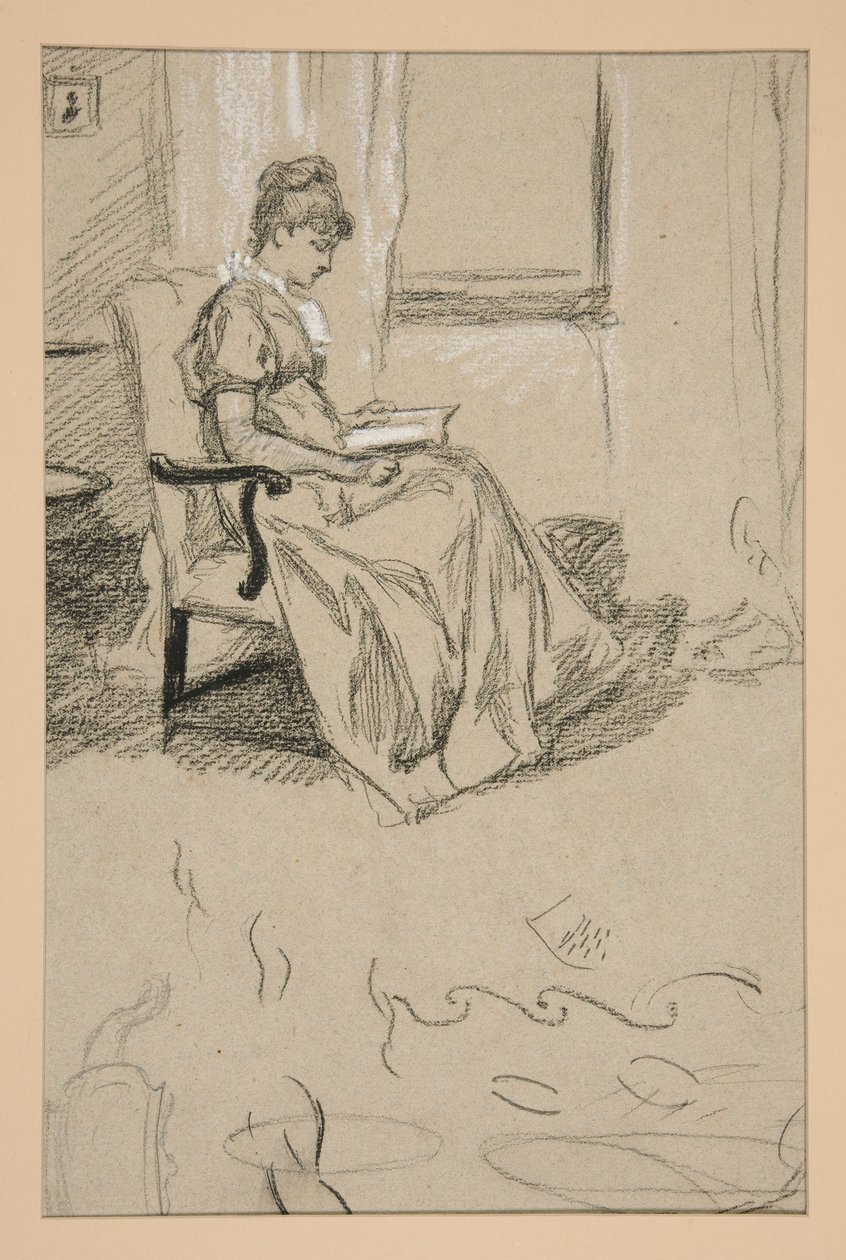 Retrato de la Sra. Abbey, leyendo de Edwin Austin Abbey