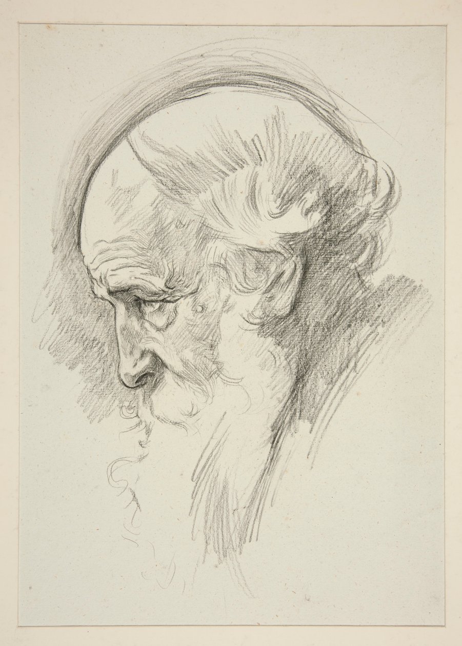 Retrato de un anciano barbudo, de perfil de Edwin Austin Abbey