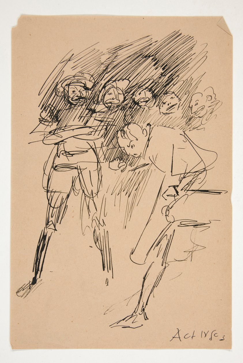 Boceto preliminar del Acto IV, Escena III, Todos de Edwin Austin Abbey