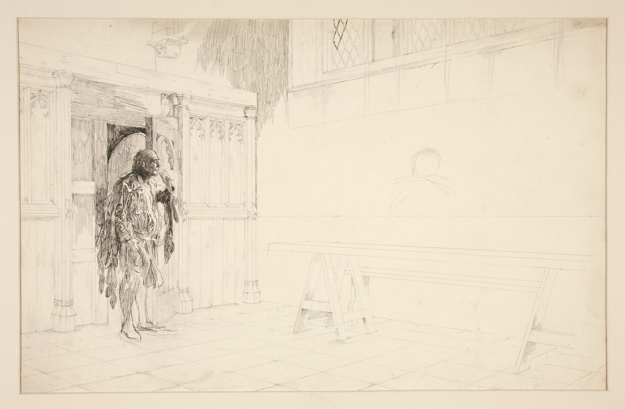 Boceto preliminar de Las alegres comadres de Windsor de Edwin Austin Abbey