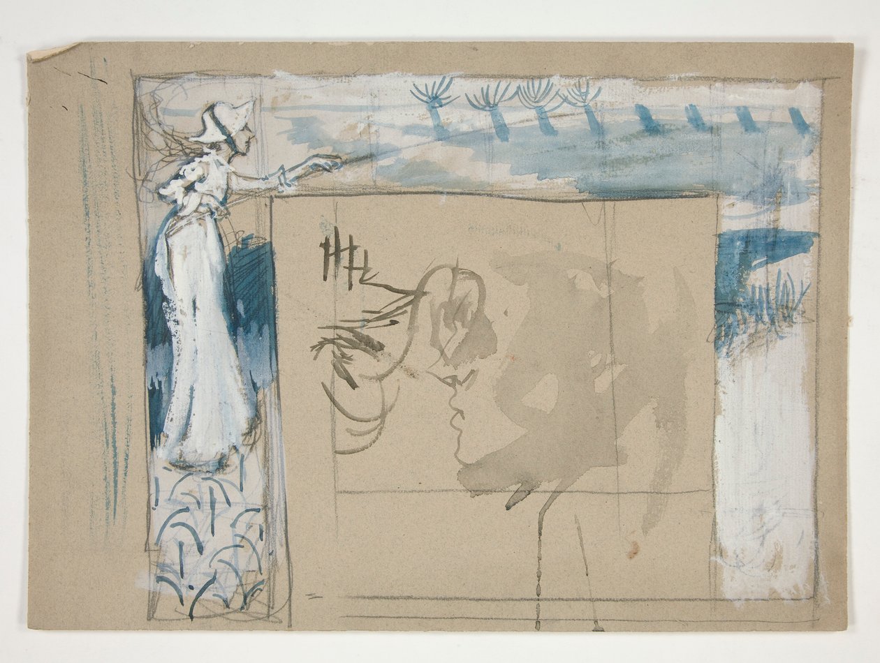 Boceto preliminar para un marco de chimenea de azulejos de Edwin Austin Abbey