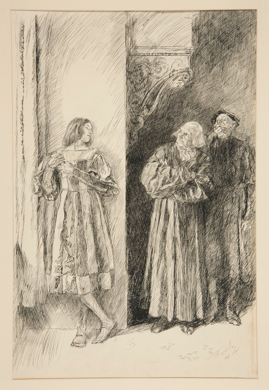 Proteo y Antonio, del Acto I, Escena III, Dos hidalgos de Verona de Edwin Austin Abbey