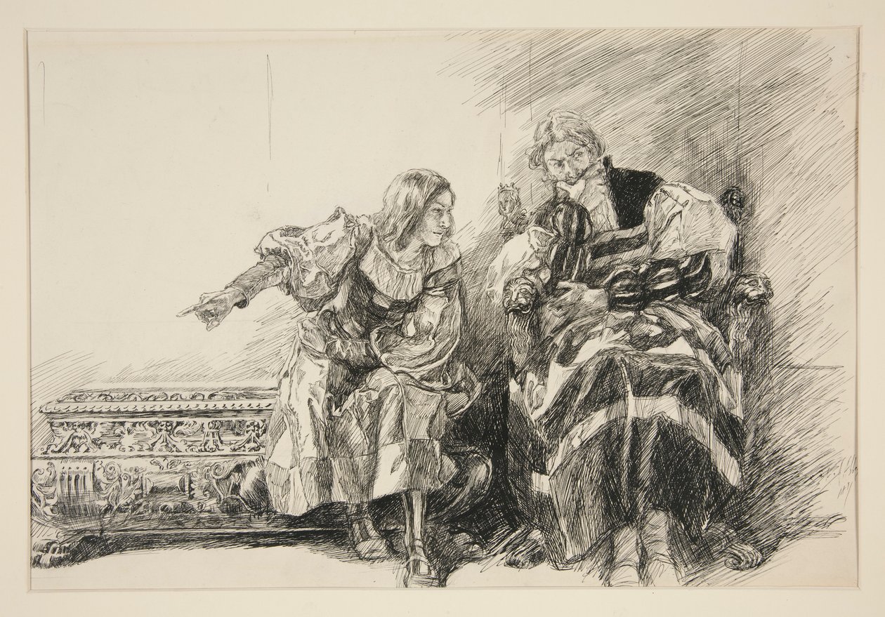 Proteo y el duque, del Acto III, Escena i, Dos caballeros de Verona de Edwin Austin Abbey