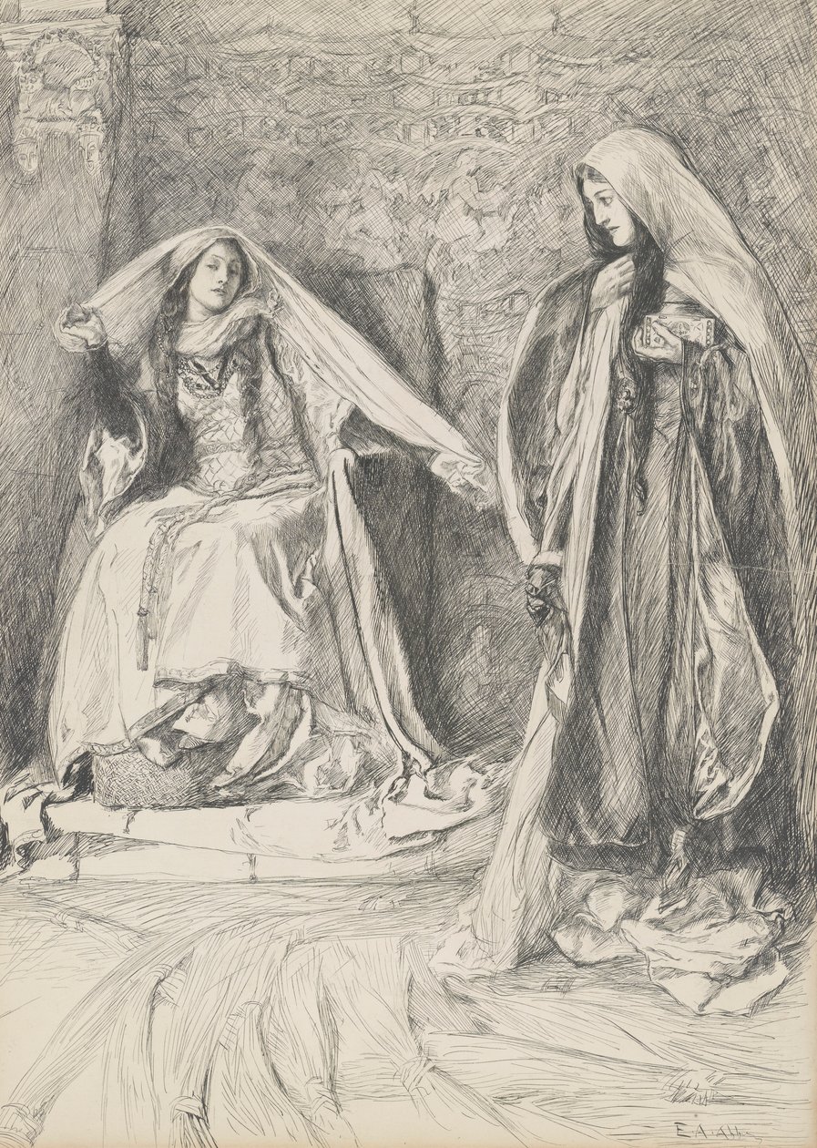 Rebecca y Rowena, ilustración para Ivanhoe de Edwin Austin Abbey